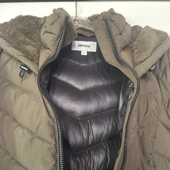 NWT DKNY Army Green Puffy winter coat - Picture 8 of 11